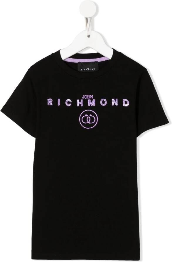 John Richmond Junior T-shirt met geborduurd logo Zwart