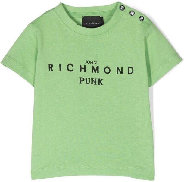 John Richmond Junior T-shirt met logoprint Groen