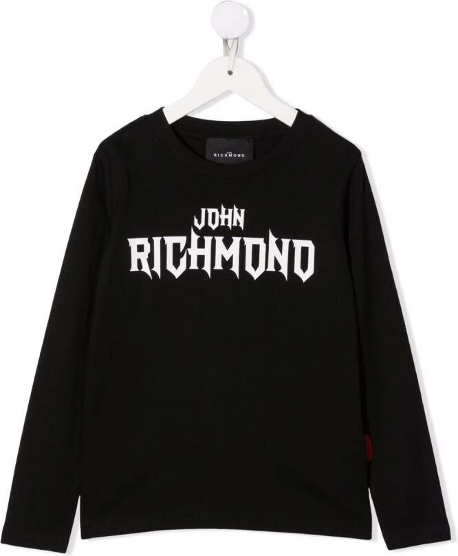 John Richmond Junior T-shirt met logoprint Zwart