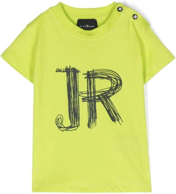 John Richmond Junior T-shirt met monogramprint Groen