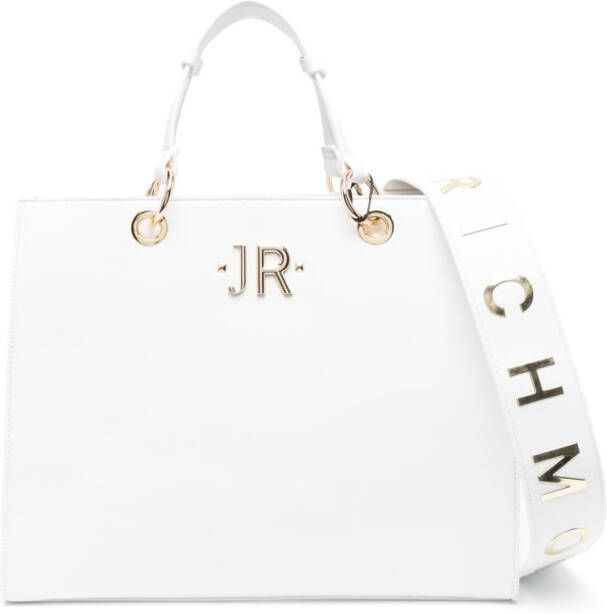 John Richmond Shopper met logoplakkaat Wit