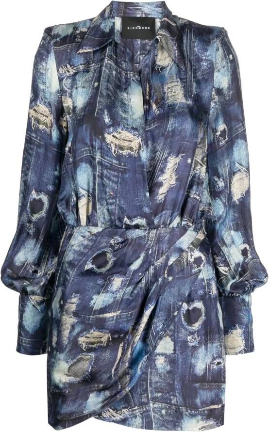 John Richmond Mini-jurk met abstracte print Blauw