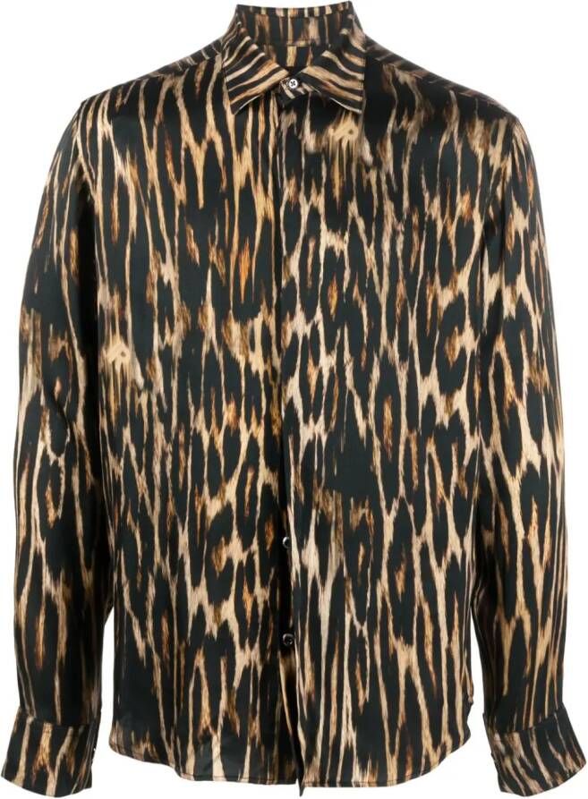 John Richmond Overhemd met luipaardprint Zwart