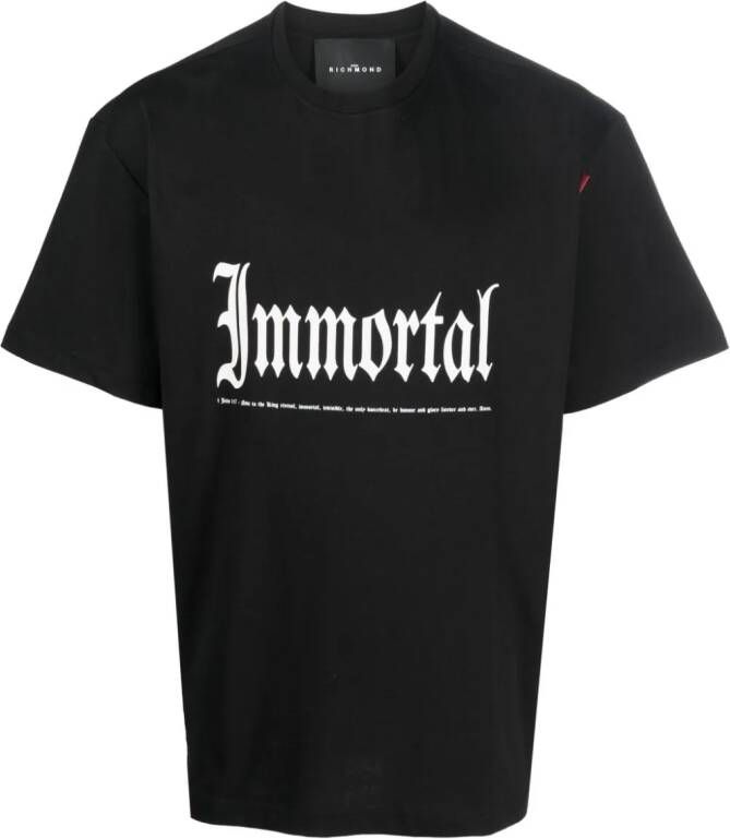 John Richmond T-shirt met tekst Zwart
