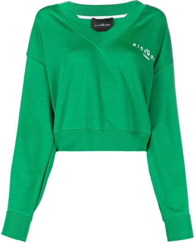 John Richmond Sweater met geborduurd logo Groen