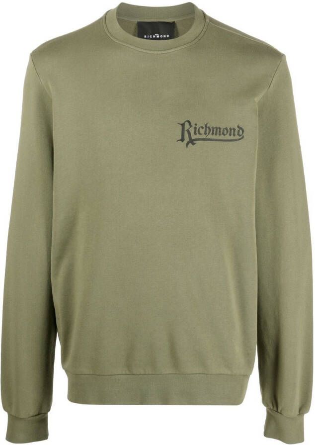 John Richmond Sweater met logoprint Groen