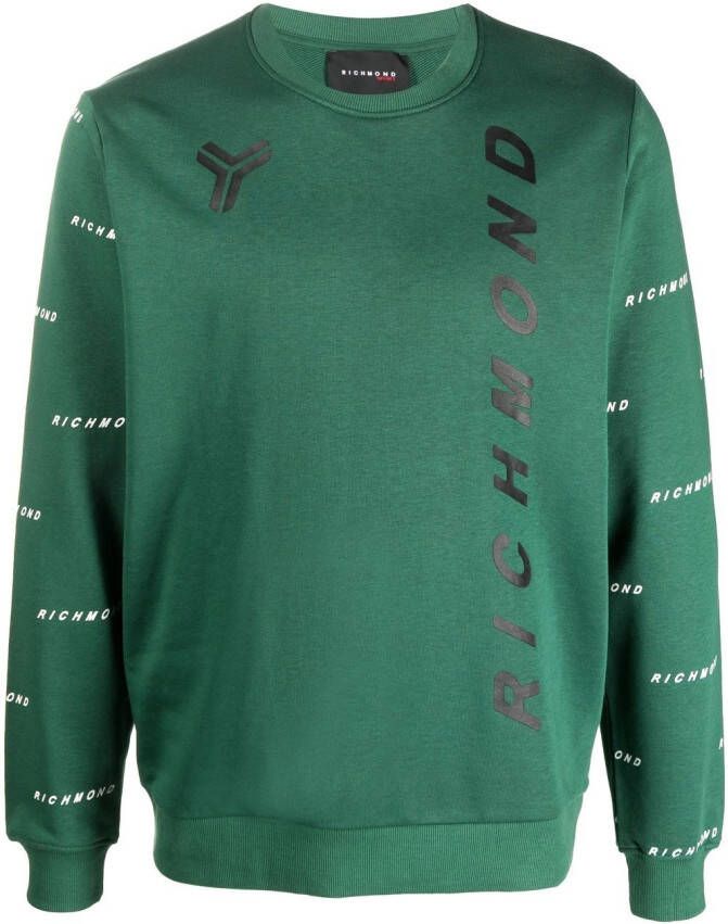 John Richmond Sweater met logoprint Groen