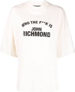 John Richmond T-shirt met logoprint Beige