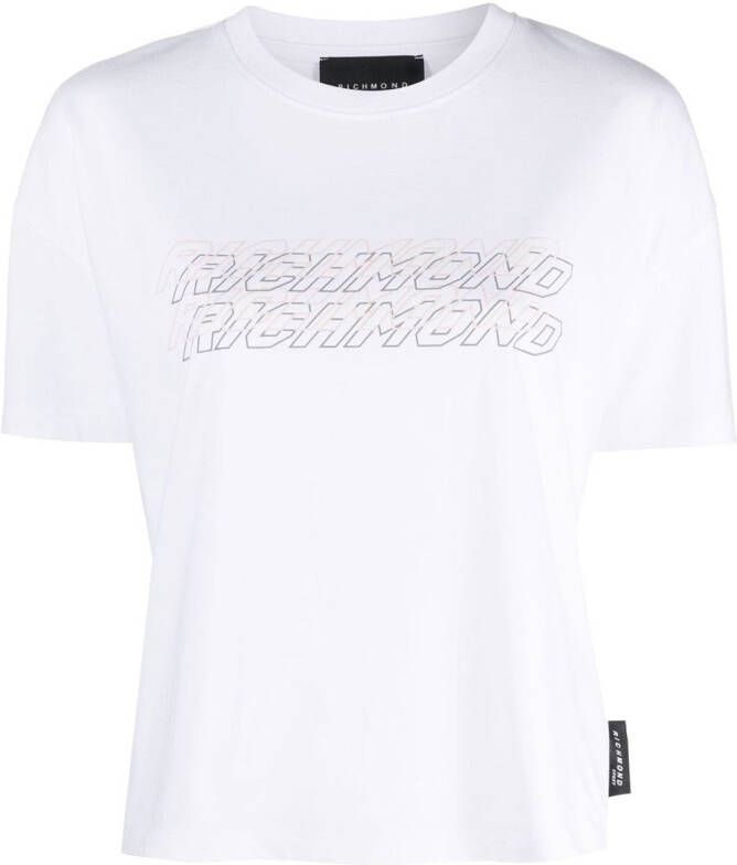John Richmond T-shirt met logoprint WHITE OPTICAL