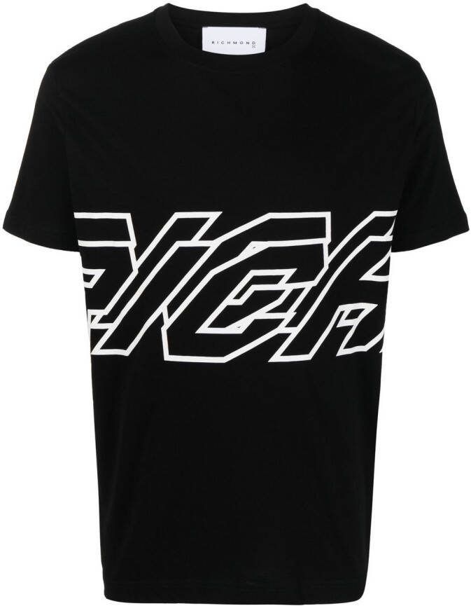 John Richmond T-shirt met logoprint Zwart