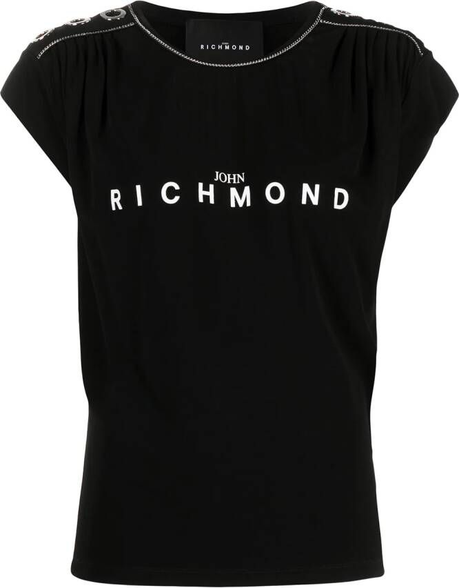 John Richmond T-shirt met logoprint Zwart