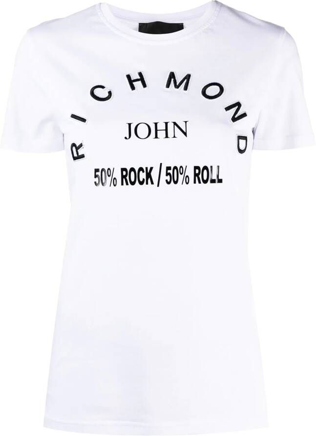 John Richmond T-shirt met tekst Wit