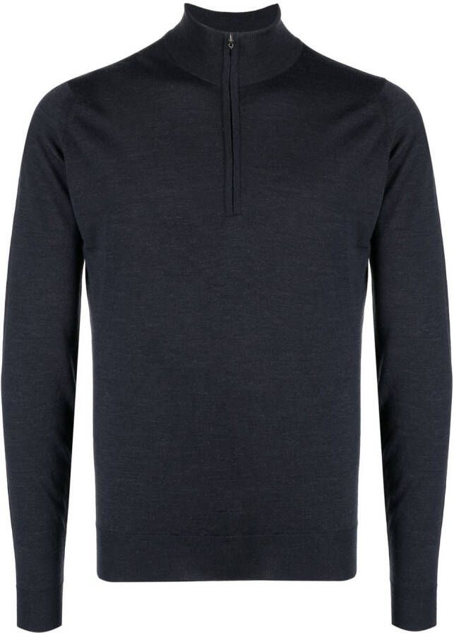 John Smedley Trui met rits Zwart