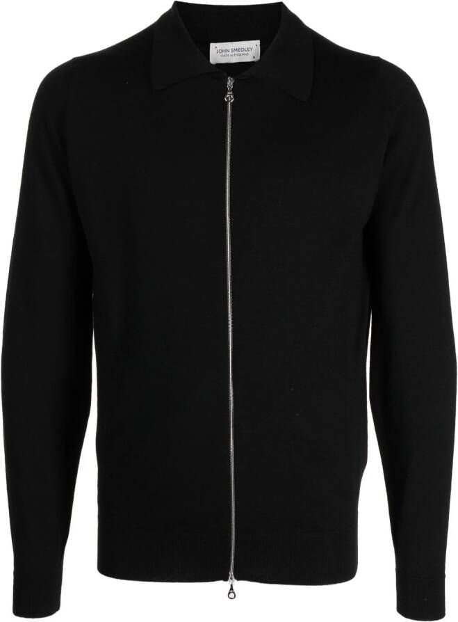 John Smedley Trui met rits Zwart