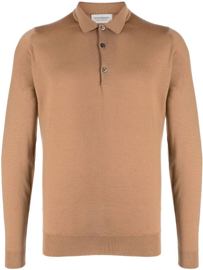 John Smedley Belper gebreid poloshirt Bruin