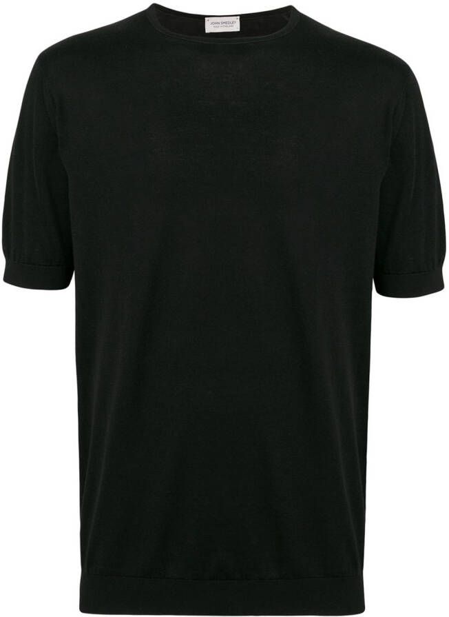 John Smedley Katoenen T-shirt Zwart