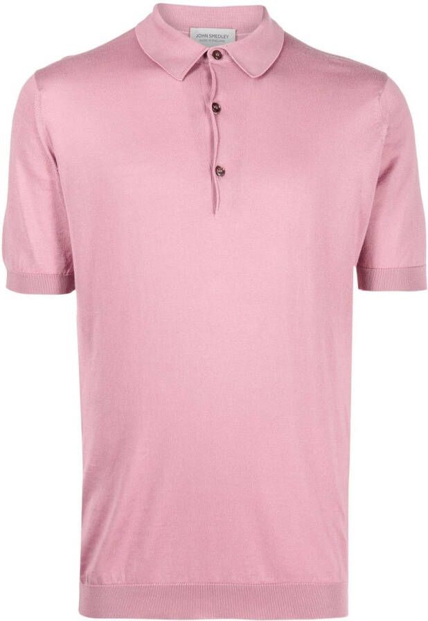 John Smedley Fijngebreid poloshirt Roze
