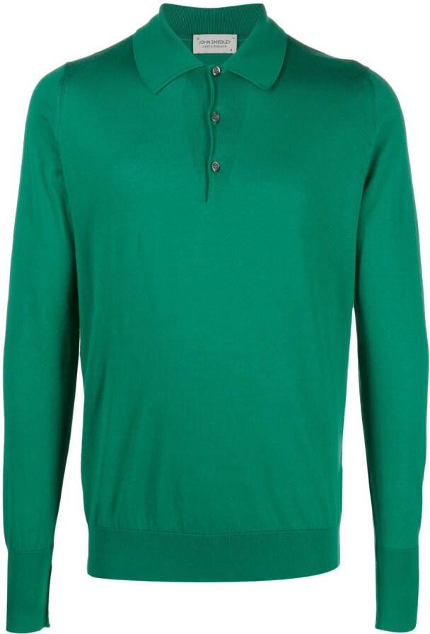 John Smedley Finchley poloshirt met lange mouwen Groen