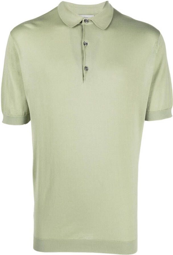 John Smedley Fijngebreid poloshirt Groen