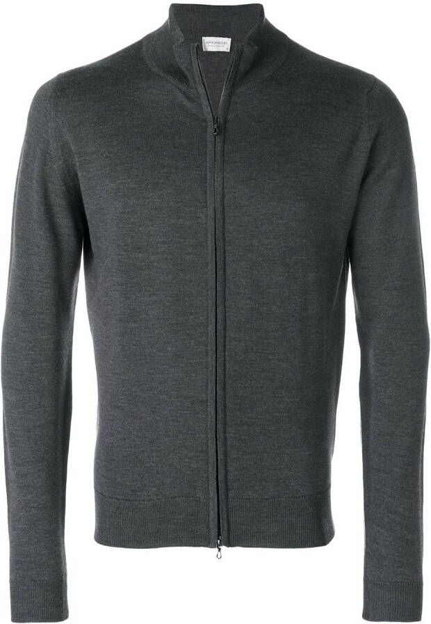 John Smedley high neck zipped cardigan Grijs