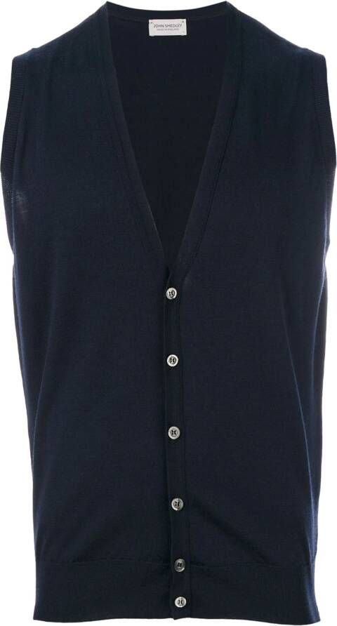 John Smedley Vest met V-hals Blauw