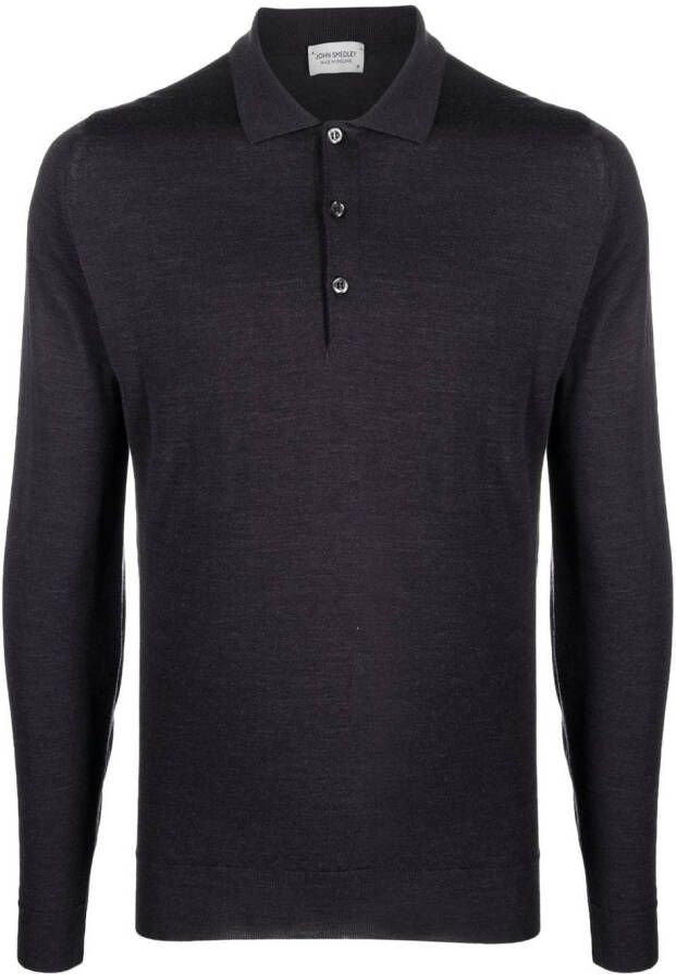 John Smedley Poloshirt met lange mouwen Grijs