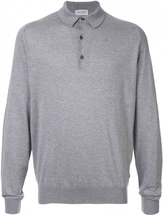 John Smedley Poloshirt met lange mouwen Grijs