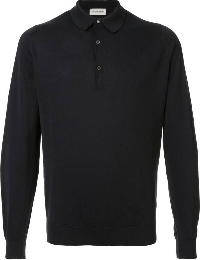 John Smedley Poloshirt met lange mouwen Zwart