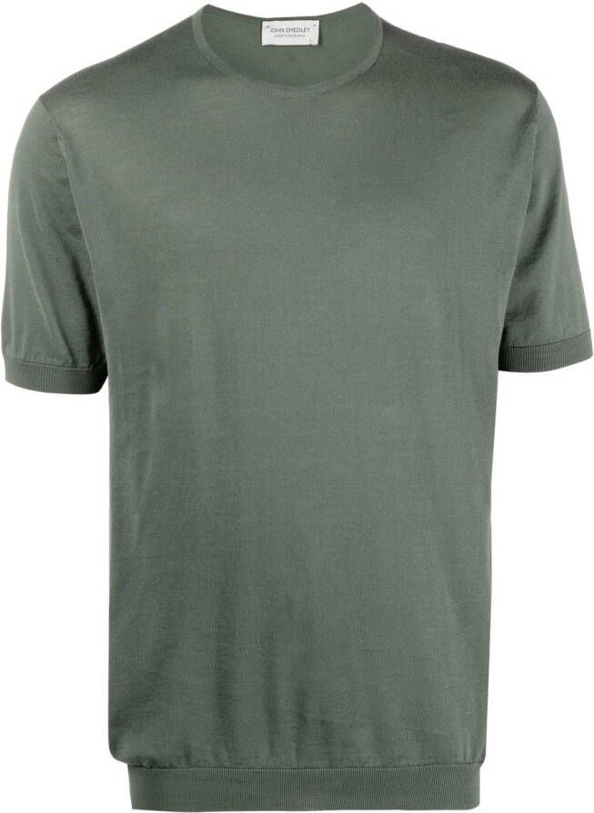 John Smedley T-shirt met ronde hals Groen