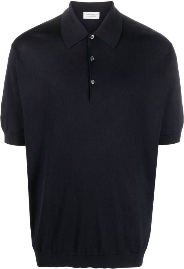 John Smedley Katoenen poloshirt Blauw