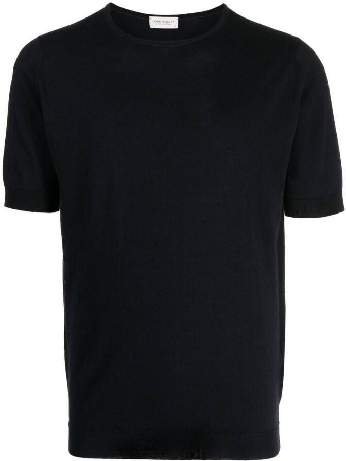 John Smedley T-shirt van wolmix Zwart