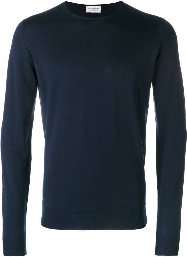 John Smedley trui met aansluitende halsopening Blauw