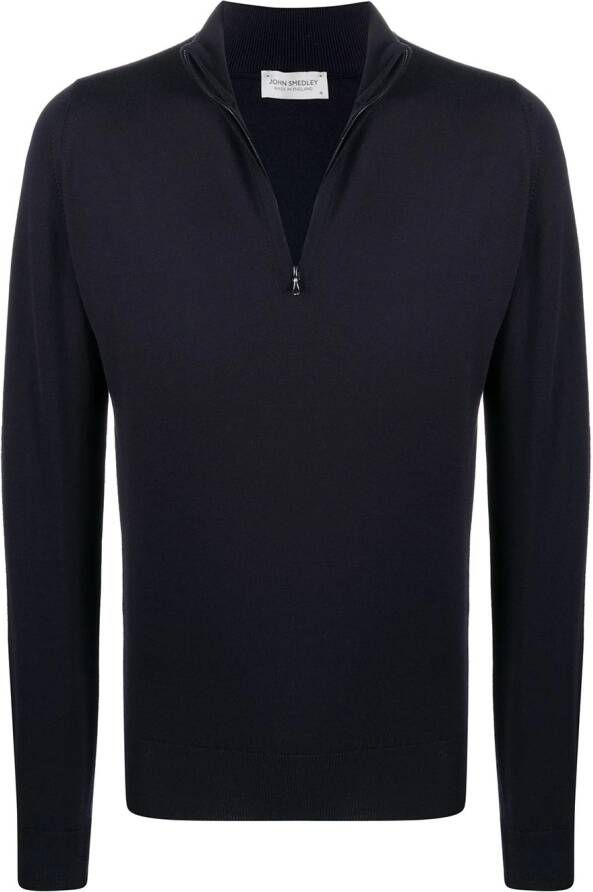John Smedley Trui met halve rits Blauw