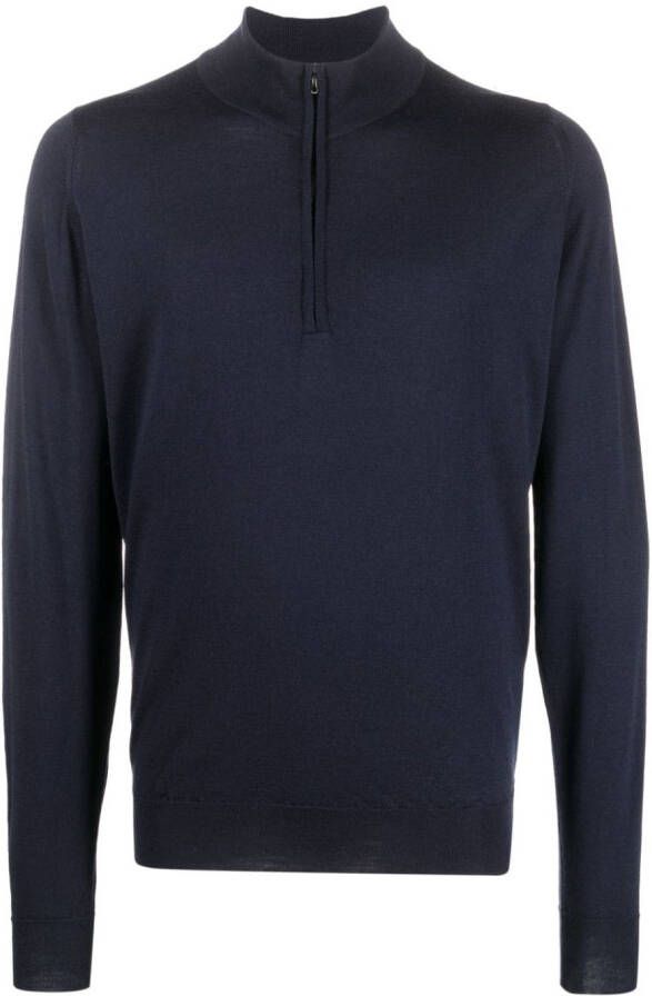 John Smedley Trui met rits Blauw