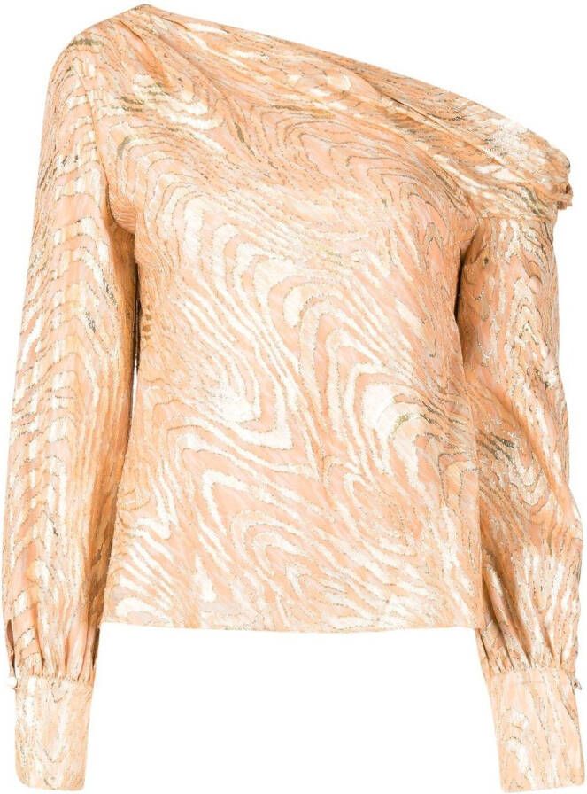 Simkhai Alice Moire blouse met abstracte print Oranje