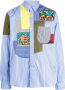 Junya Watanabe MAN Gestreept overhemd met patchwork Blauw - Thumbnail 1