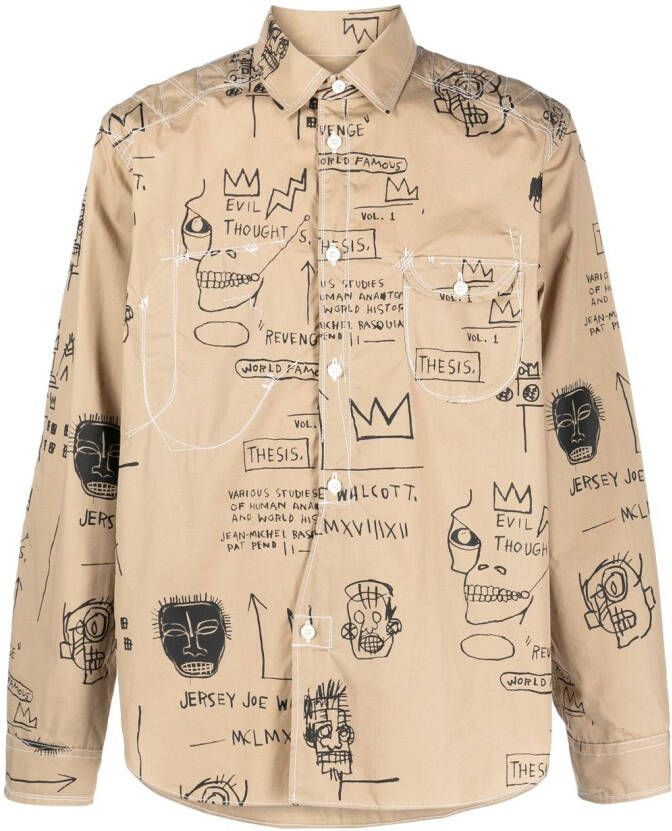 Junya Watanabe MAN Overhemd met grafische print Beige