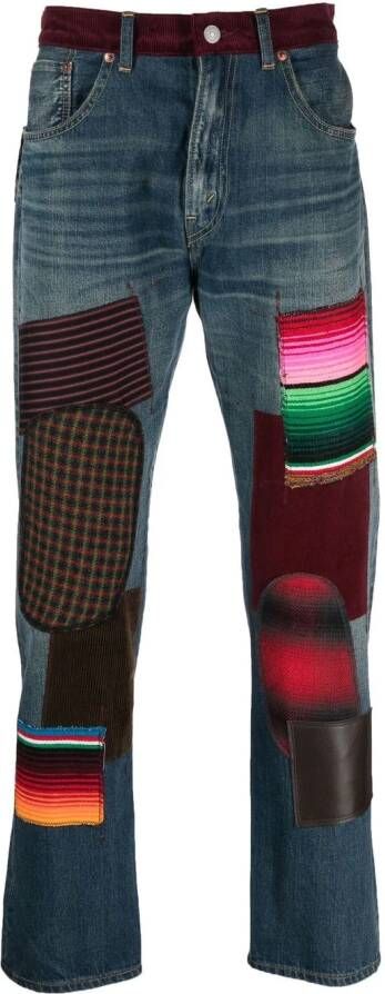 Junya Watanabe MAN Jeans met patchwork Blauw