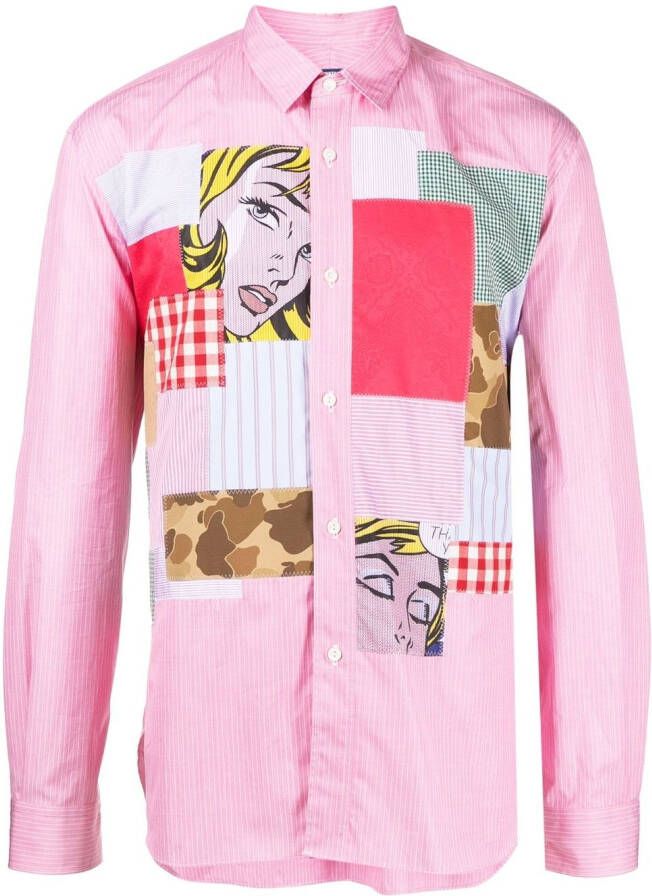 Junya Watanabe MAN Overhemd met patchwork Roze