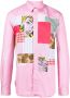 Junya Watanabe MAN Overhemd met patchwork Roze - Thumbnail 1
