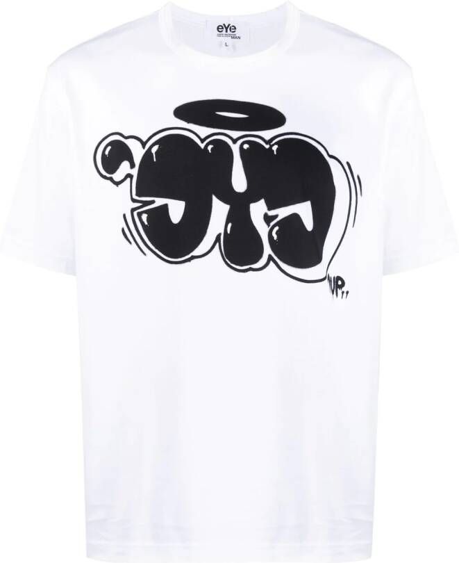 Junya Watanabe MAN T-shirt met graffitiprint Wit