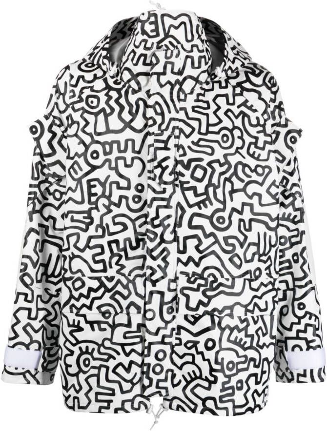 Junya Watanabe MAN x Keith Haring bomberjack met print Wit