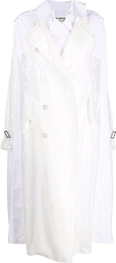 Junya Watanabe Mantel verfraaid met pailletten Wit