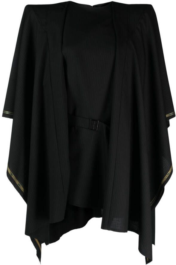Junya Watanabe stripe-print belted blouse Zwart