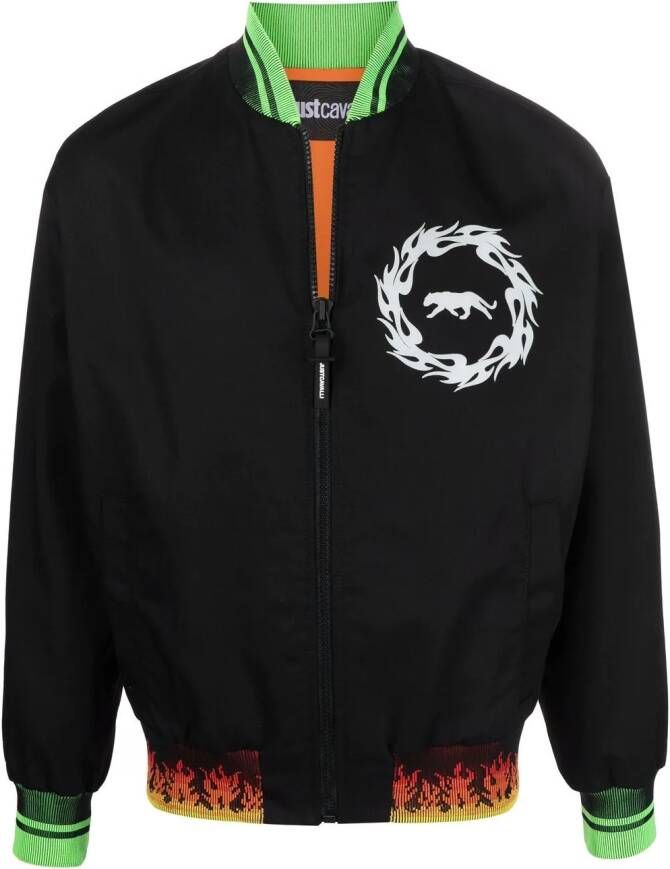 Just Cavalli Bomberjack met grafische print Zwart