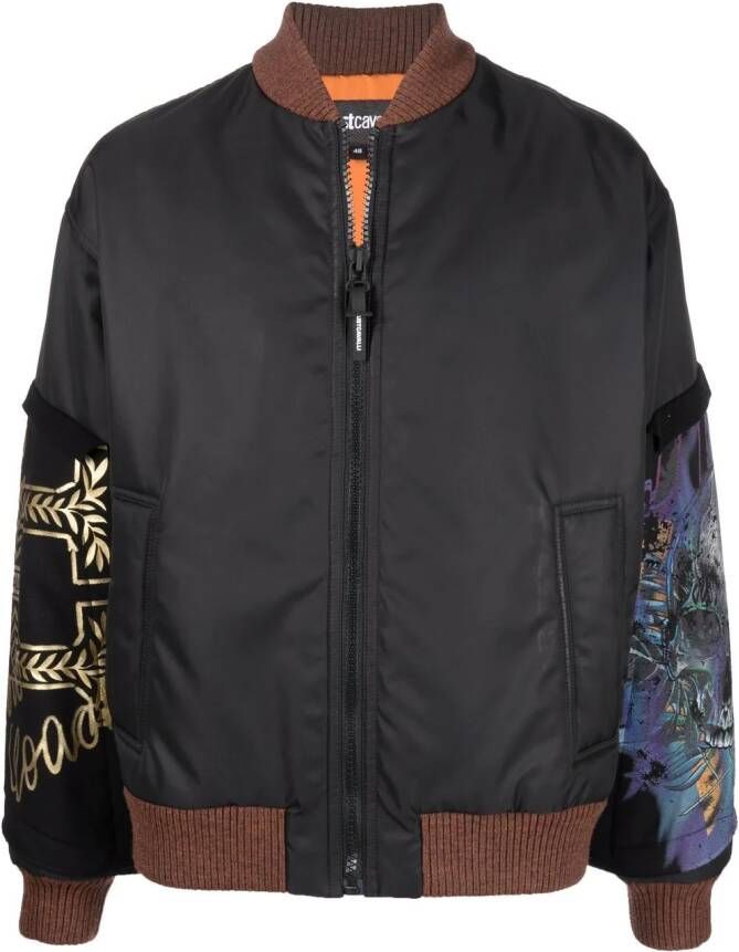 Just Cavalli Bomberjack met patchwork Zwart