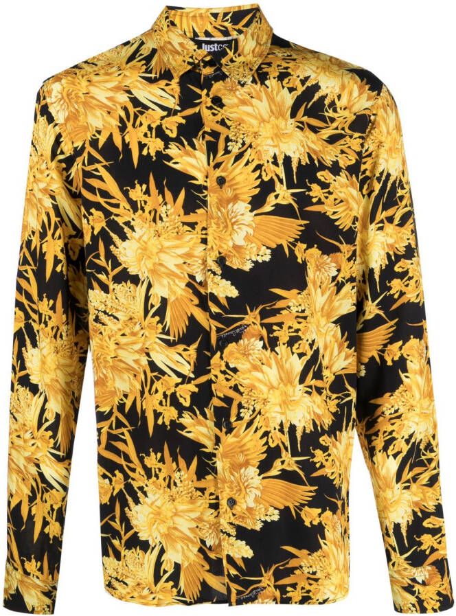 Just Cavalli Overhemd met bloemenprint Zwart