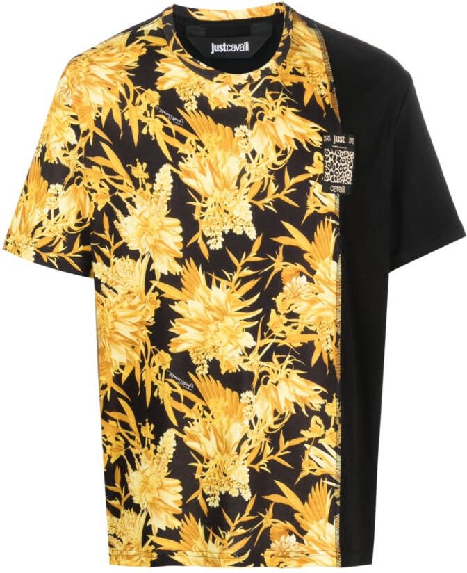 Just Cavalli T-shirt met bloemenprint Zwart