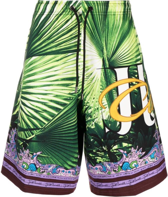 Just Cavalli Shorts met grafische print Groen