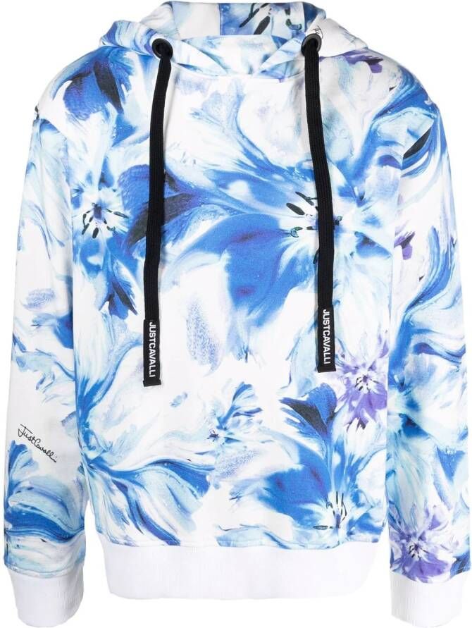 Just Cavalli Hoodie met bloemenprint Wit